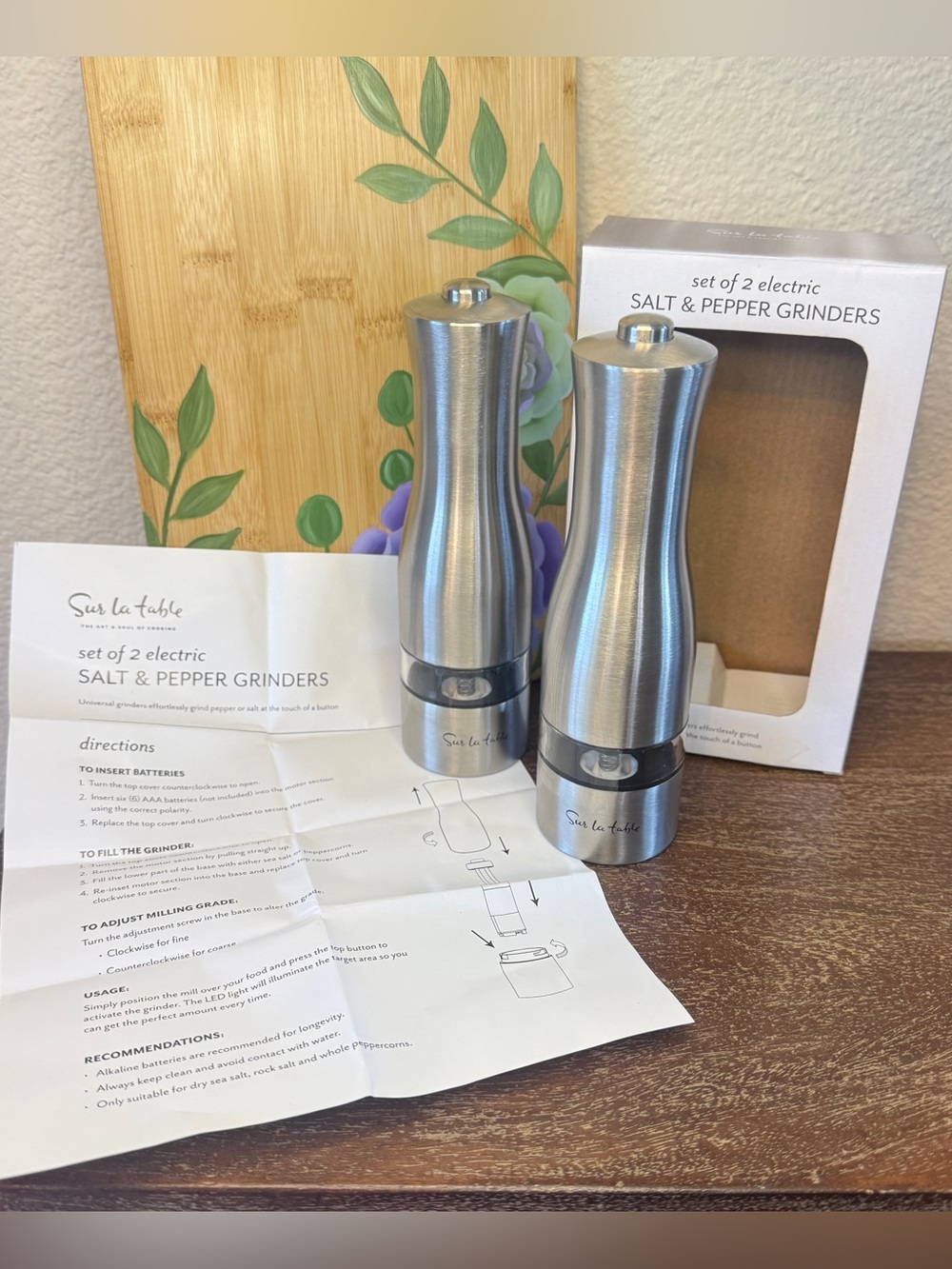 Sur La Table Stainless Steel Electric Salt & Pepper Grinder Set - Picture 7 of 16